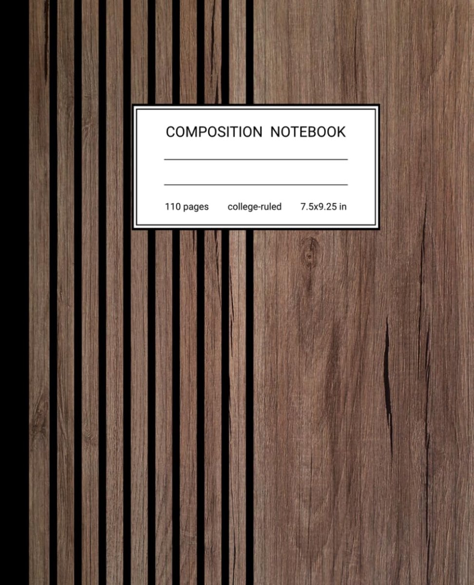 Composition Notebook - Smoked Oak Wood Slats Journal: Cute Aesthetic College Ruled Notebook for Back to School - ShopVlot