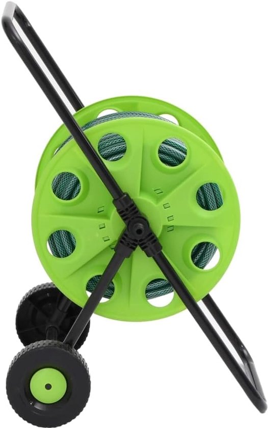 Slangwagen met 30 m tuinslang, slanghaspel voor de tuin, incl. 4-delige aansluitset, mobiele waterwagen, groen — afbeelding 4