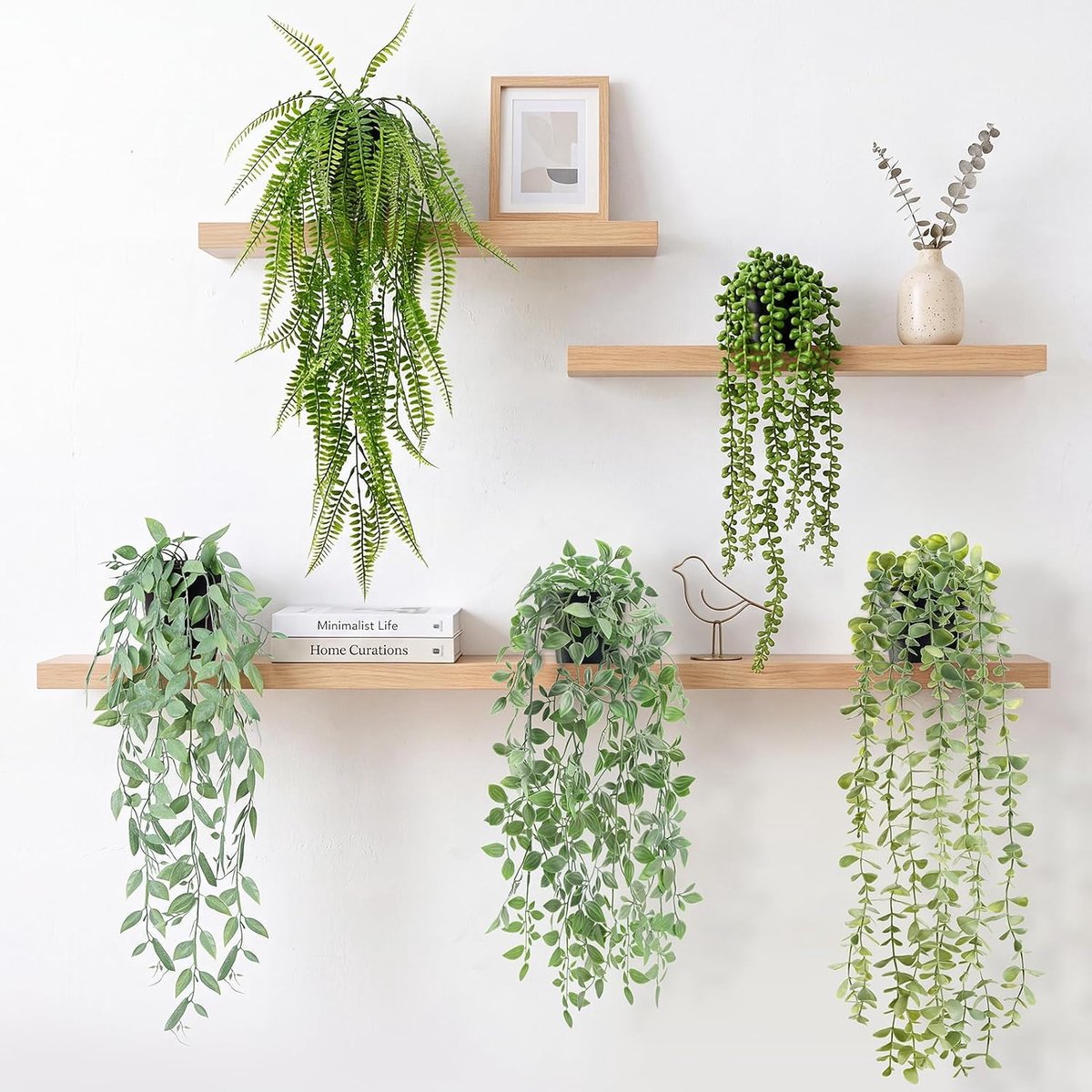 Pack of 5 Decorative Artificial Plants Grey Green - ShopVlot