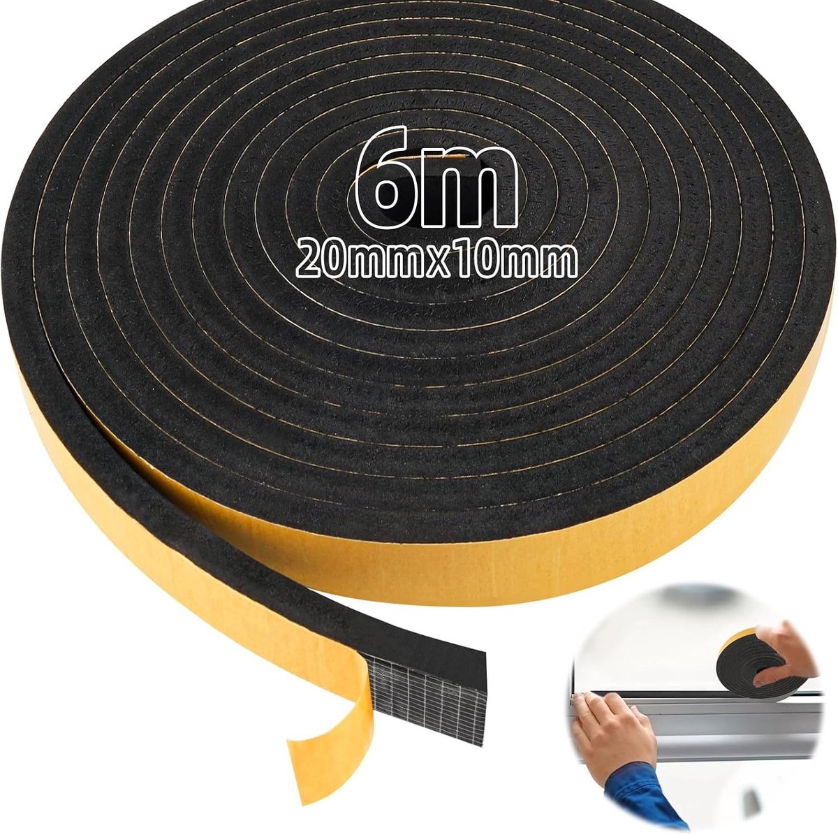 Dichte Foam Sealing Tape 20mm x 10mm voor Deuren en Ramen, Weerbestendig en Geluidsisolatie