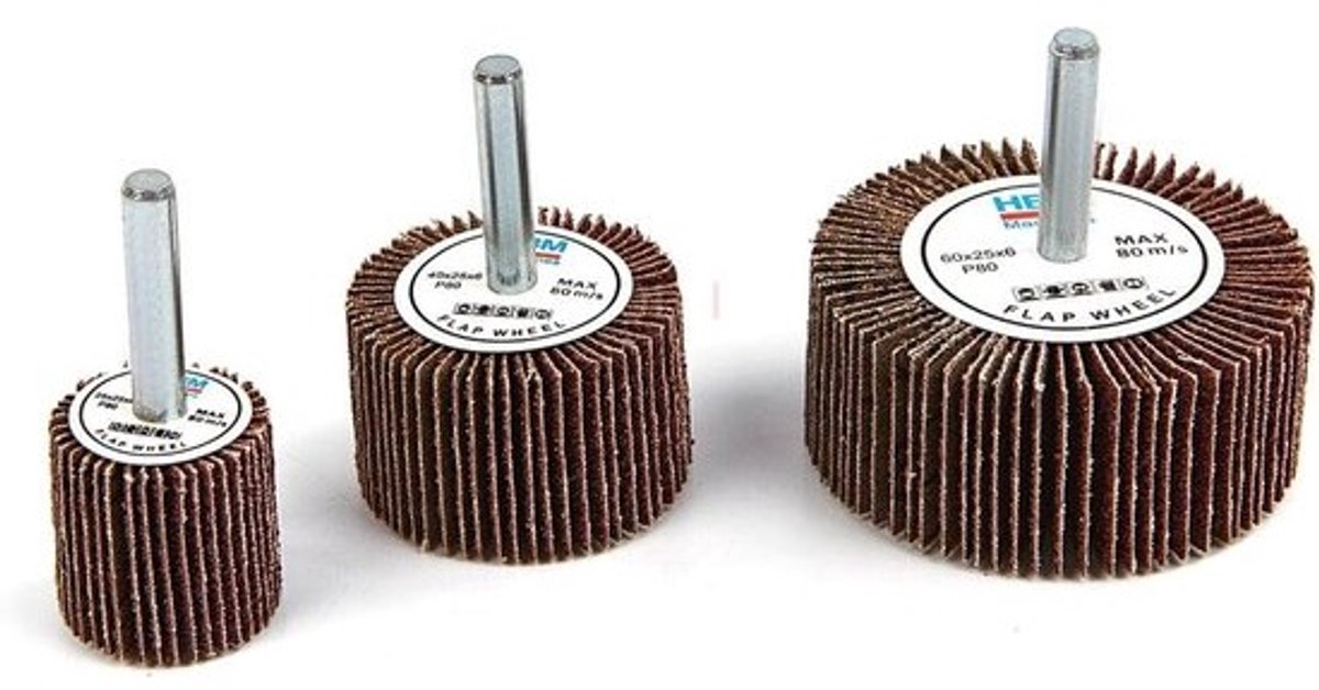 Lamellenschuurschijf - Schuurwiel - Voor metaalpolijsten - Flexibele lamellen - 60 x 25 mm