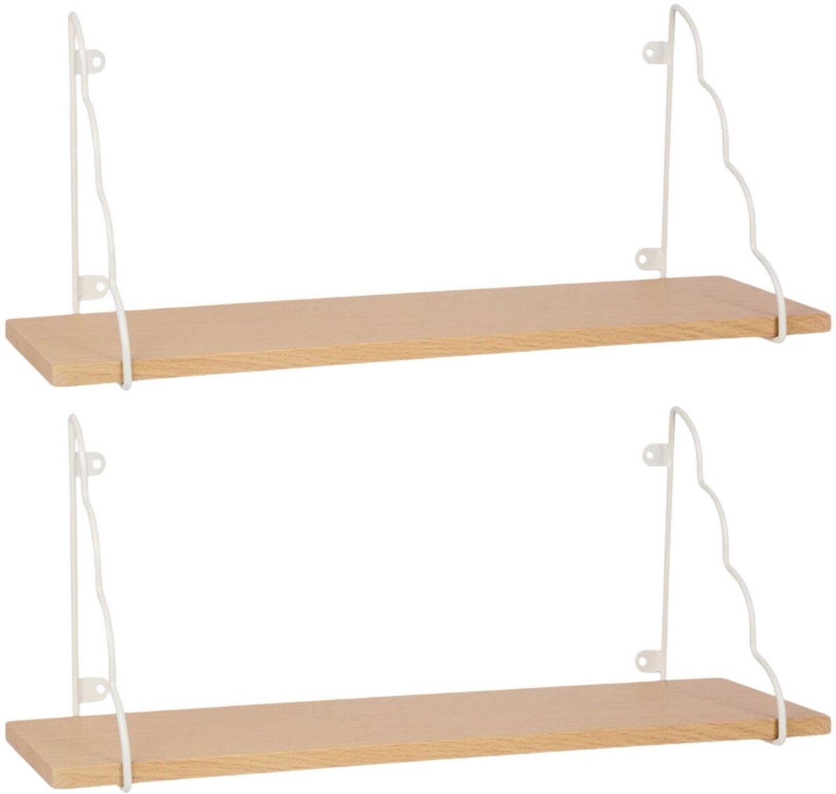 Ostaria Wandplank Jade - 2x - hout - bruin/wit - 50 cm - boekenplank - hangplank