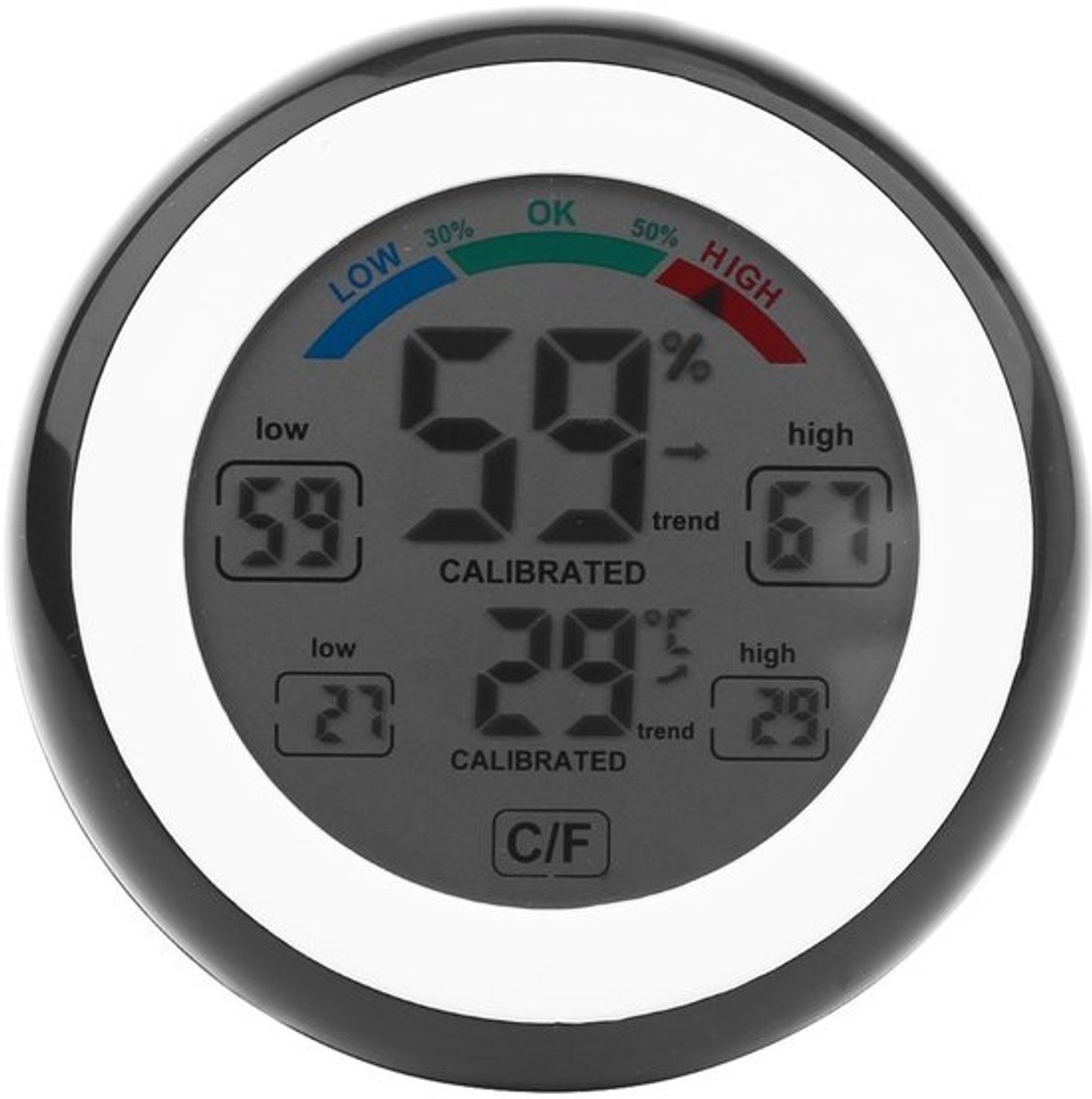 Digitale thermometer-hygrometer - Vocht- en temperatuurmeter - Monitor voor binnenklimaat - 3 montagemogelijkheden - 0-50°C - 20-95% RV - Zwart