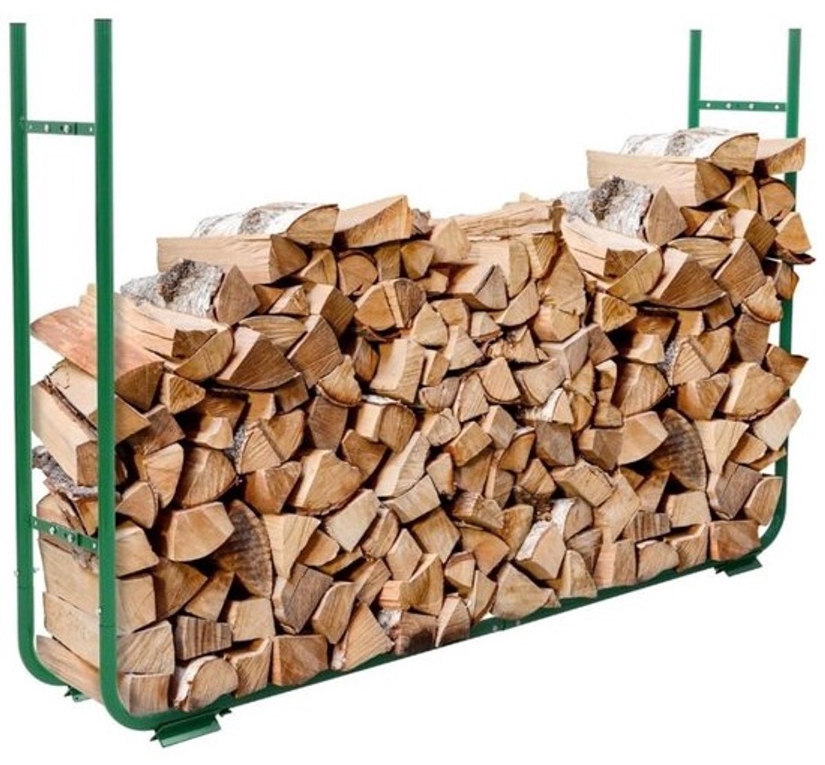 Opslagrek voor brandhout - Rek voor houtopslag - Houdt hout droog - Verstelbare breedte - Tot 220cm breed - Groen