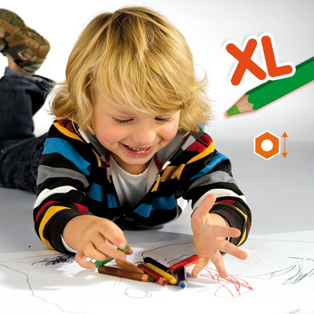 SES Creative My First Kleurpotloden XL - Kort en Dik - Vanaf 1 Jaar - 8 Kleuren - Babyproof - Goed Uitwasbaar - Schoencadeautjes Sinterklaas — cadeau in Spellen & Speelgoed - foto 8