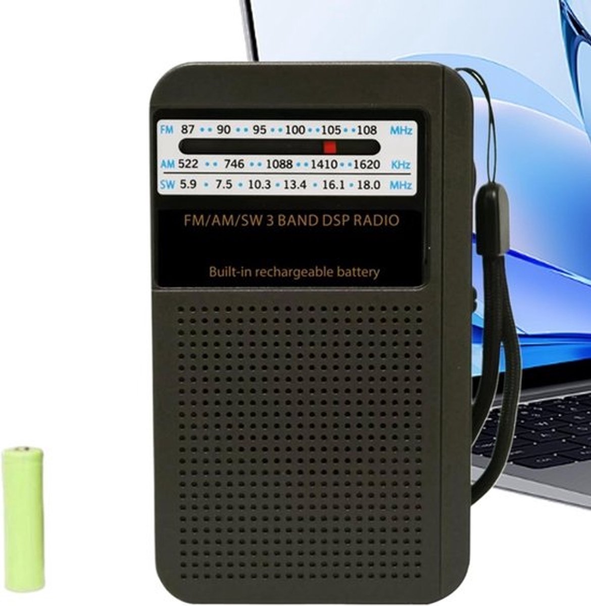Kleine FM-radio - Draagbare ontvanger - Voor outdoorgebruik - Sterke signaalgevoeligheid - Compact formaat