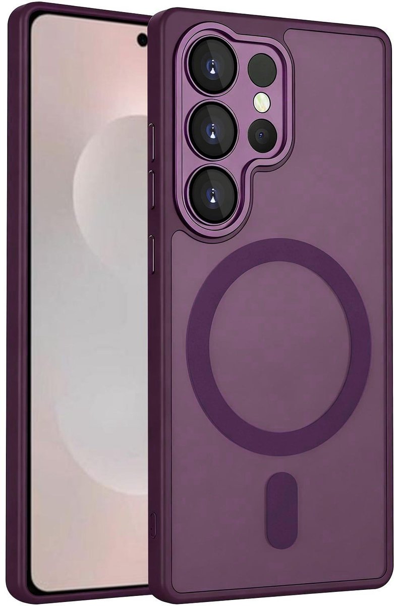 XDcase Skin Feel Transparant Mat Hoesje met MagSafe magneet & Lensbescherming – Samsung Galaxy S26 Ultra 5G Bordeaux Rood