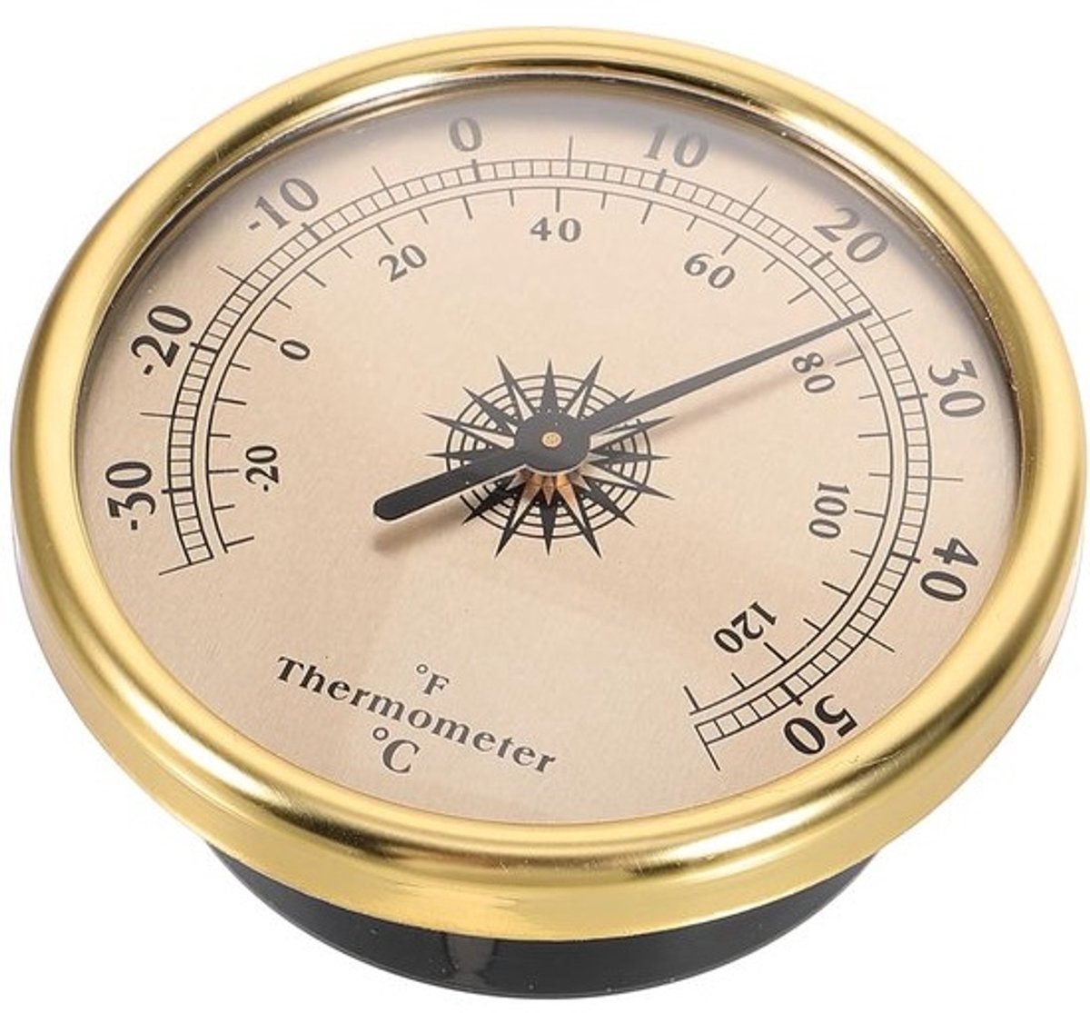 Metalen thermometer - Kamerthermometer - Binnen en buiten - Duurzaam ontwerp - 7 Centimeter - Zoals getoond