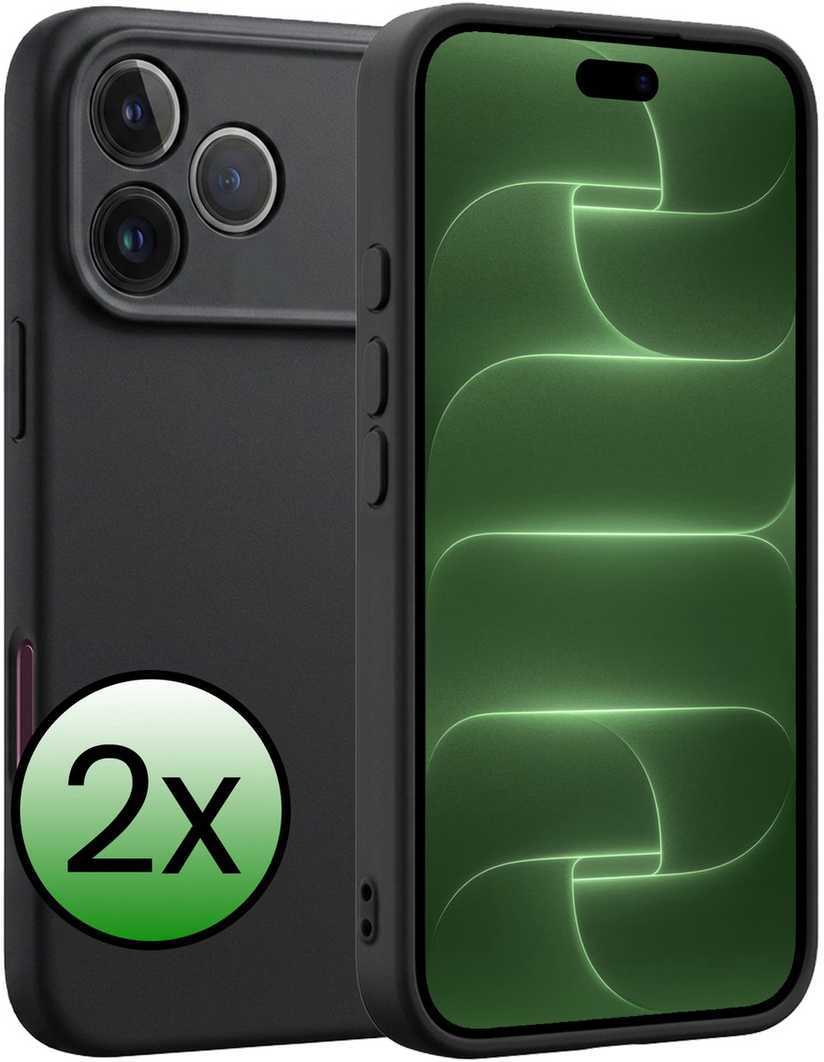 Hoesje 2 Stuks - Geschikt voor Apple iPhone 18 Pro - Sterk & Shockproof - Case Siliconen - Back Cover - Telefoon Hoes - Zwart