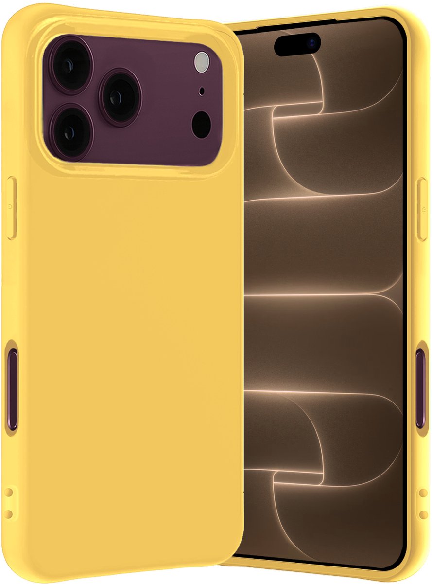 Hoes - Geschikt voor Apple iPhone 18 Pro - Sterk & Shockproof - Hoesje Cover - Siliconen Case - Geel