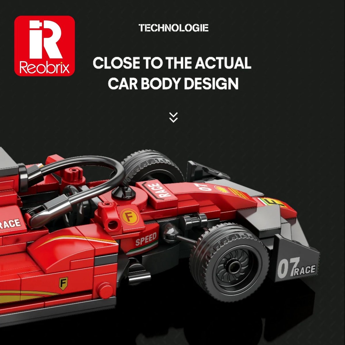 Reobrix 663 Ferrari SF-24 Formule 1 1:24 bouwset | City fast champions adventure | Creator classic motor bouwpakket | Technic speelgoed ideas voor volwassenen | Icons furious F1 speed auto | Technische bouwdoos met 245 bloks — cadeau in Spellen & Speelgoed - foto 4