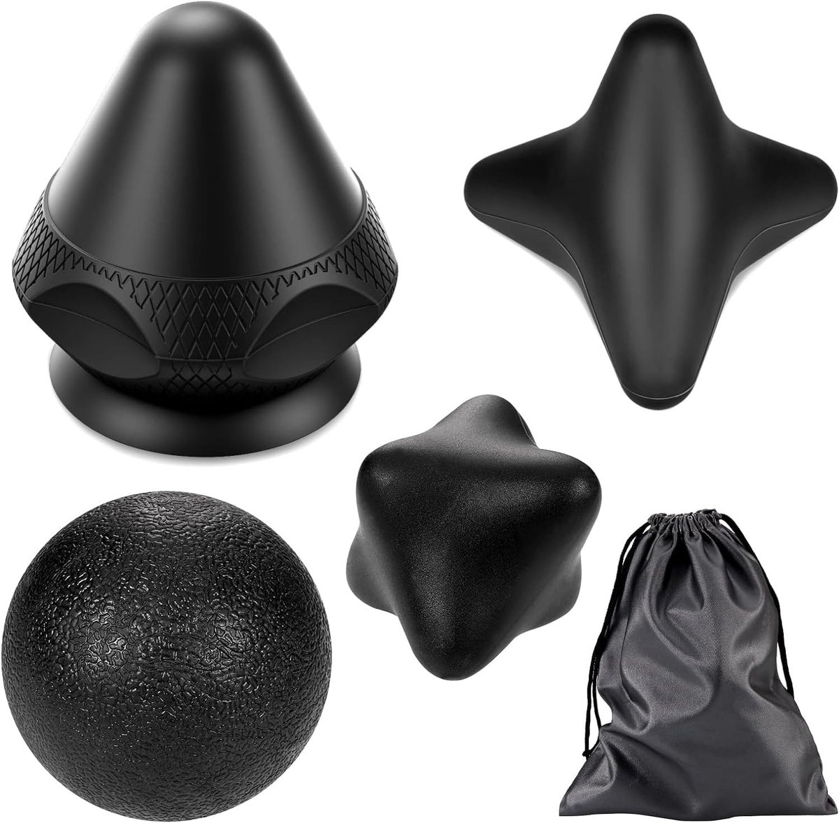 4-delige Trigger Point Puss Set met Zuignap en Ronde Fascia Bal voor Spierpijn en Spanning in Rug, Nek, Armen en Schouders