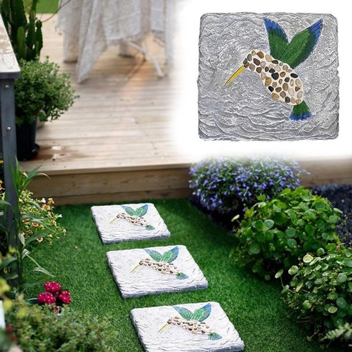 Tuin-stapsteen - Decoratieve steen - Voor het aanleggen van paden - Antislipoppervlak - 31x28x2.5 cm