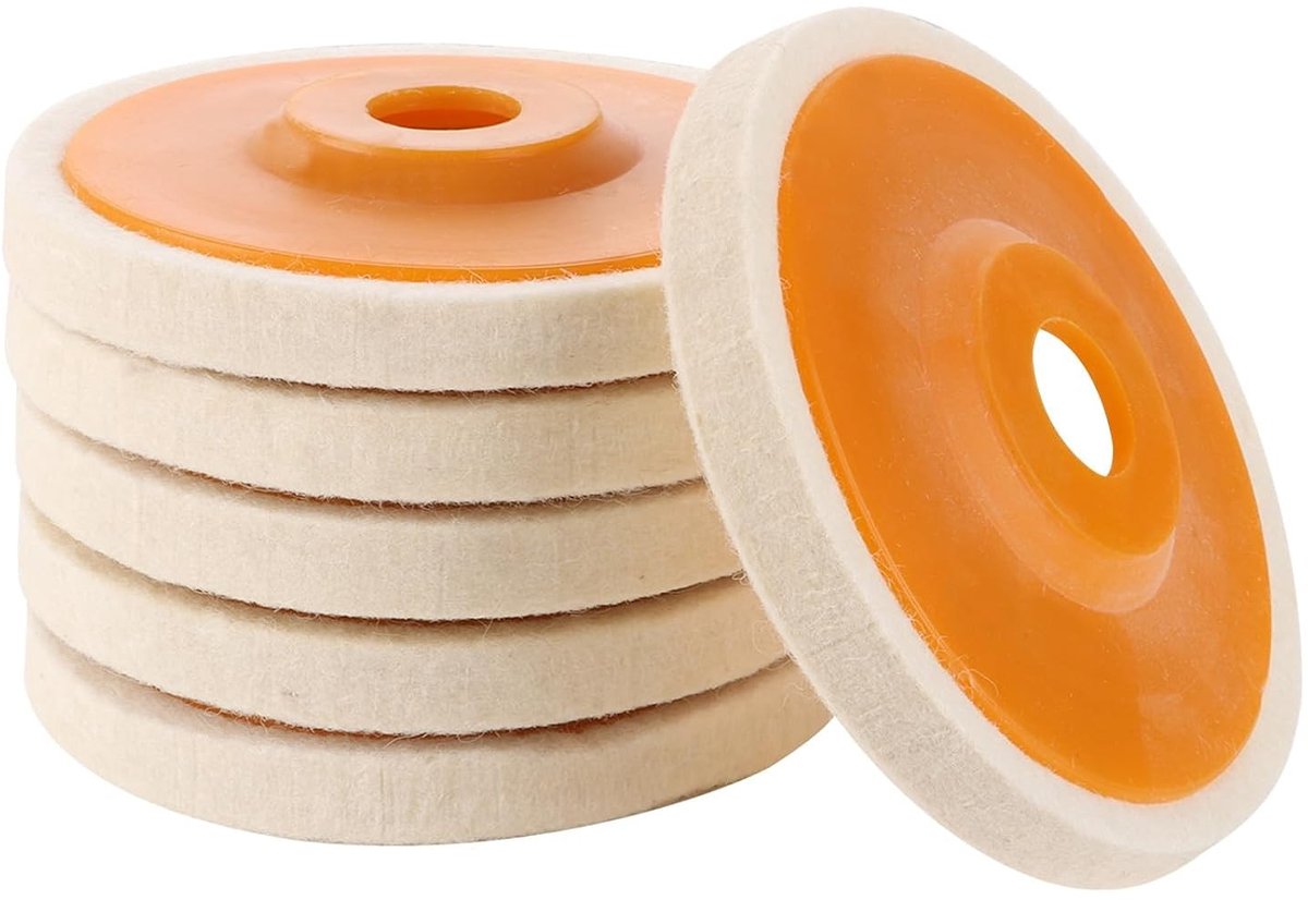 Set van 6 Wol Polijstaccessoires voor Haakse Slijper, 125 mm Polijstschijven, Schuurtools en Polijstwielen