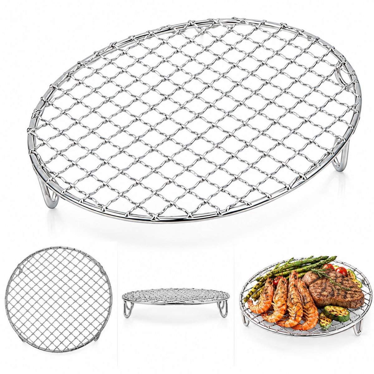 VHV - Baking rack - Koelrek voor bakken - Stapelen - Ronde RVS - Bbq grill oven racks - in de keuken