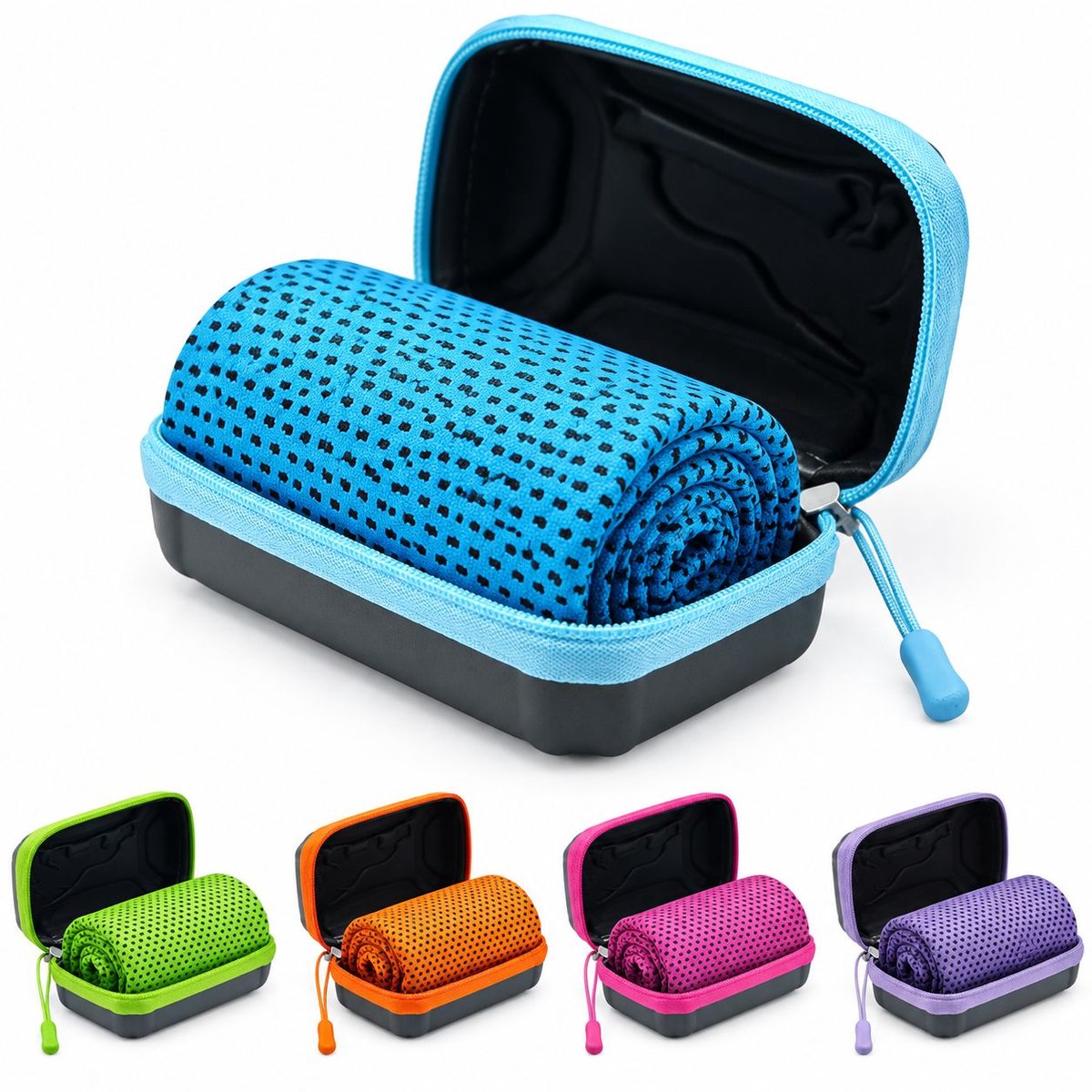 VHV - Sporthanddoek - 5 stuks - 30 cm - Verkoelende handdoeken - Koeldoeken met opbergdoos - Koeldoek sport - Absorberend - in de tuin
