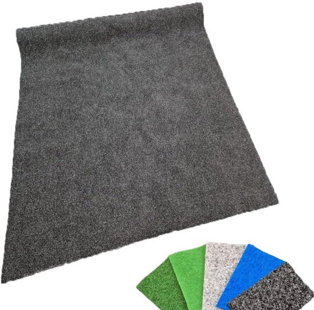 Kunstgras voor buiten - Gazon met tapijtlook - Voor terras, balkon en tuin - Sneldrogend met drainagesysteem - 2 x 4 meter - Antraciet