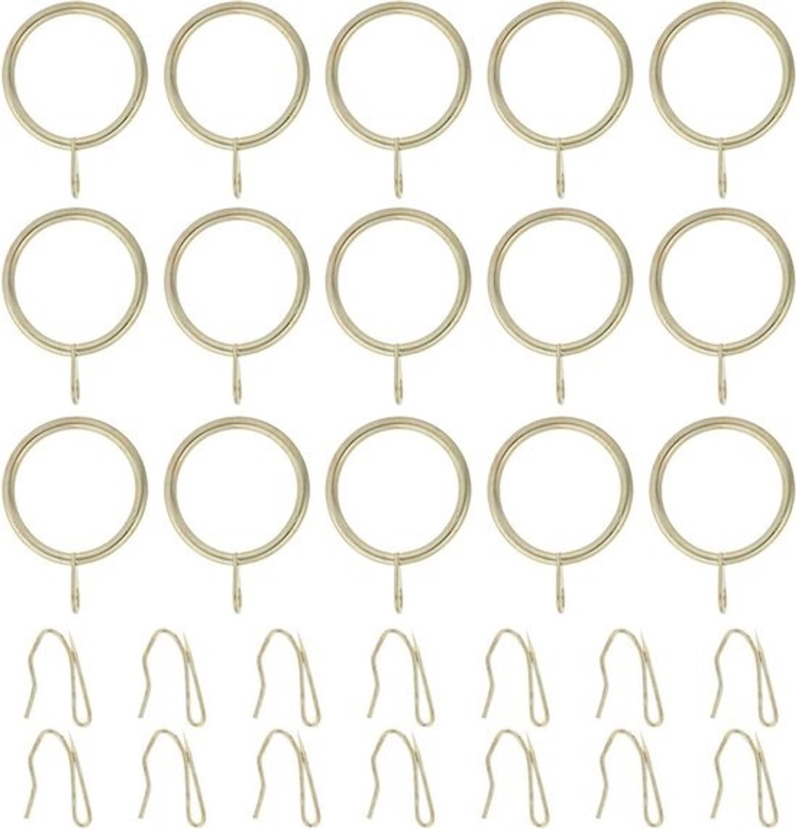 Gordijnringen met haken - Gordijnophangers en ringen - Om gordijnen op te hangen - Stevig roestvrij staal - 60 stuks - Goud