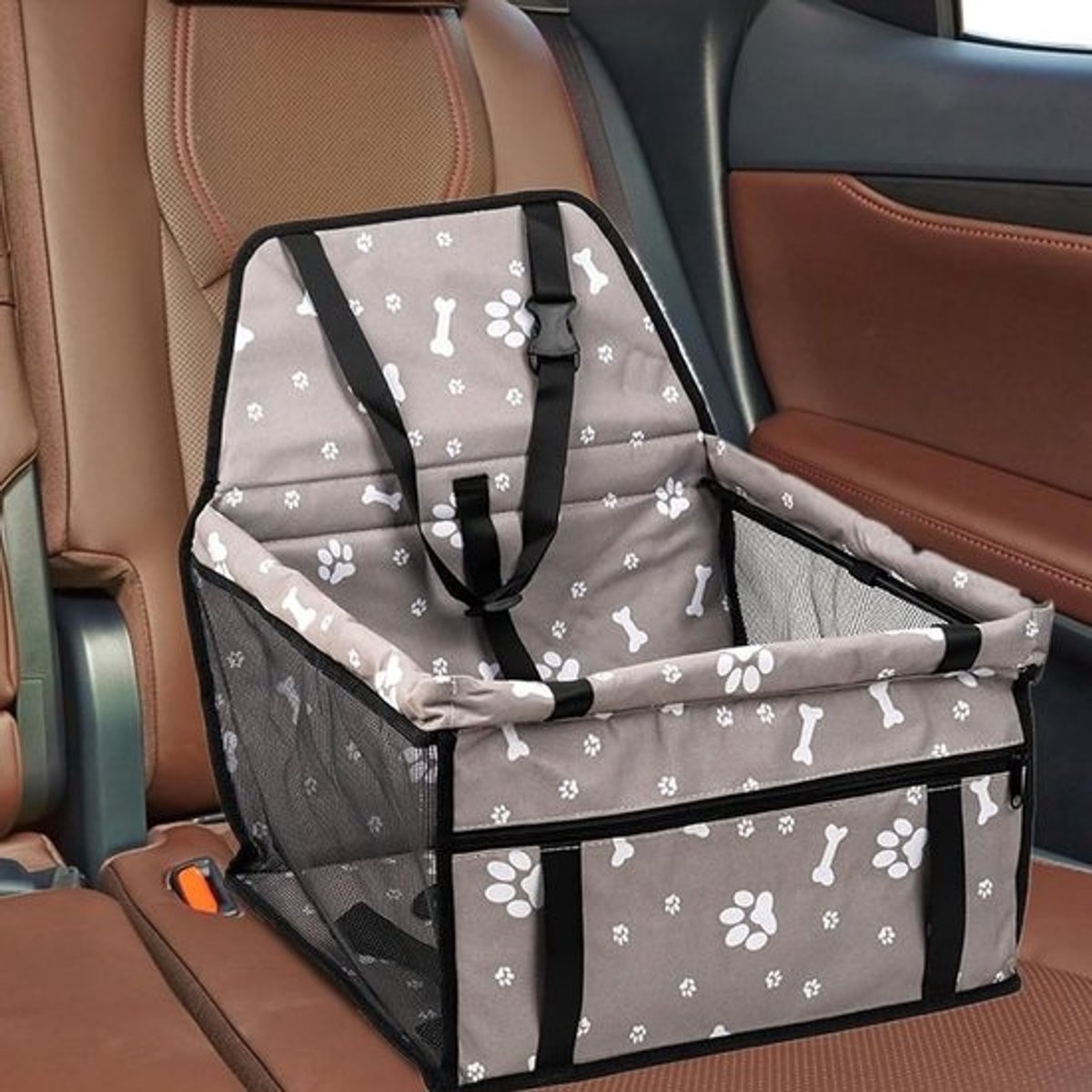 Honden Autozitje - Reisbed Hond - Veilig Reizen - Waterdicht Oxford Materiaal - 40x35x25 cm - Grijs