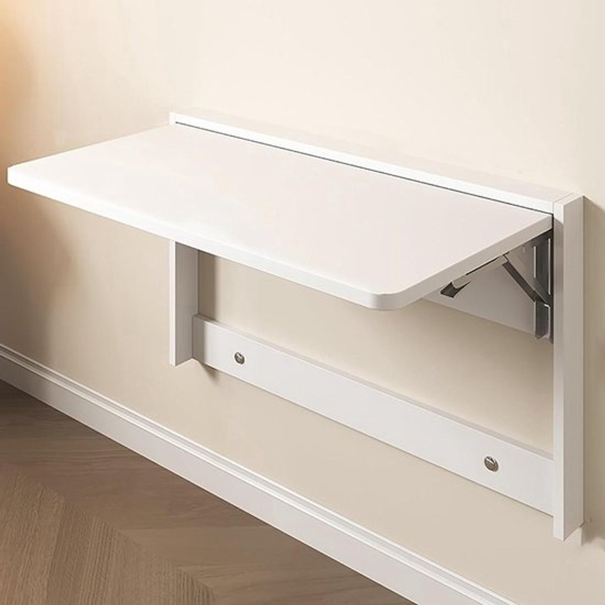 Wandbureau Opklapbaar - Wandtafel Neerklapbaar - Ruimte Besparen - Robuuste Stabiele Beugel - 63x47cm - Wit