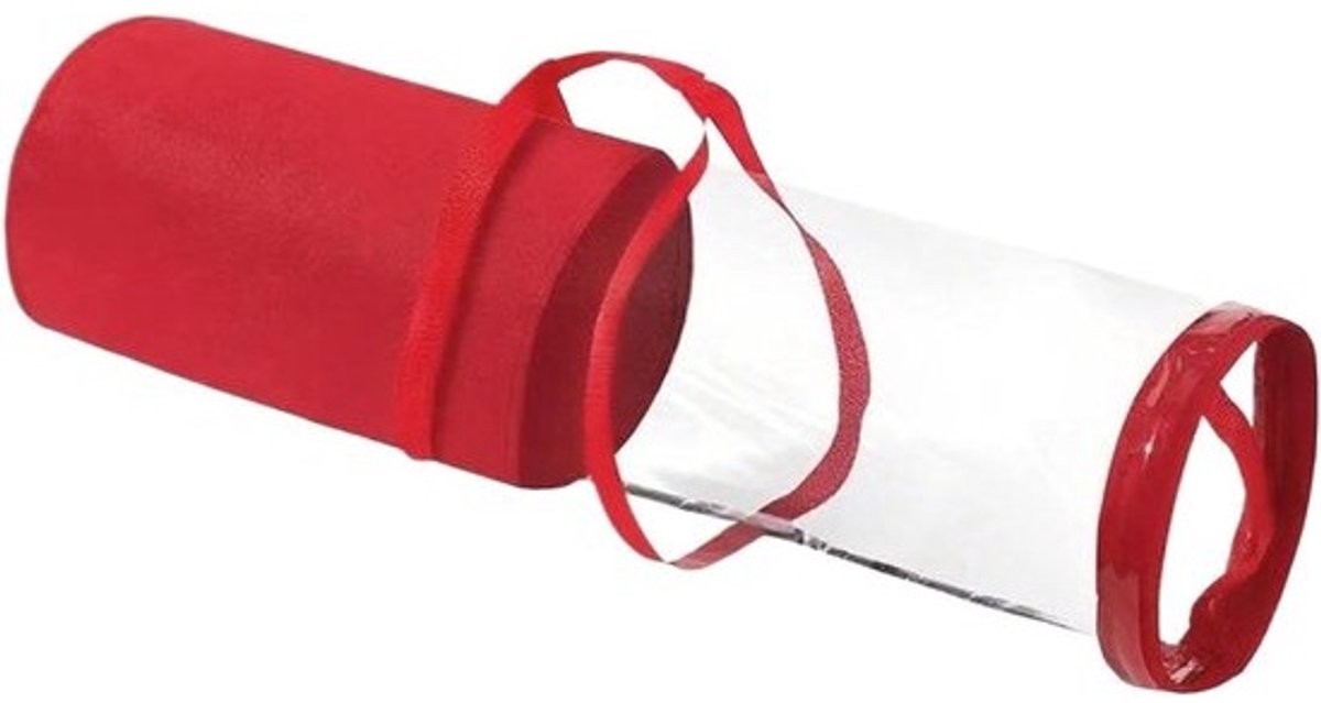 Cadeaupapier Organizer - Opbergtas Verpakking - Feestdagen Organiseren - Transparant PVC - 80 x 22 x 22 cm - Rood