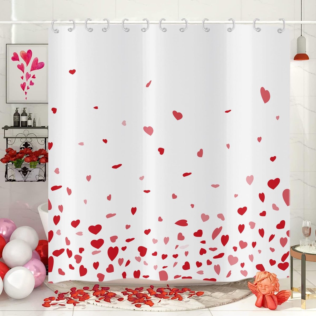 Douchegordijn van waterdichte polyester stof wasbaar natte kamer badgordijnen met haken 180 x 200 cm