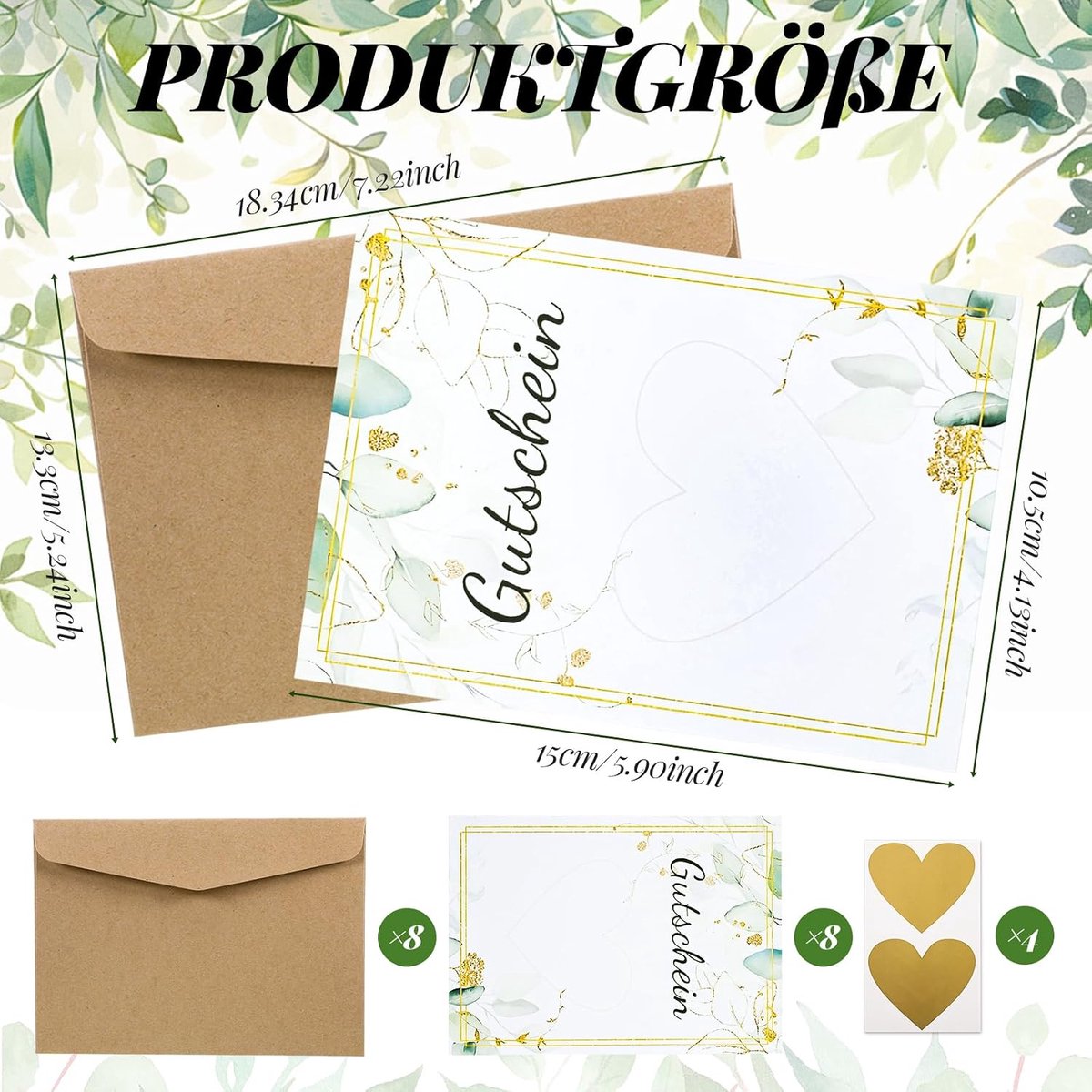 8 sets cadeaubon om uit te drukken, om te beschrijven, cadeaubonnen om zelf in te vullen, cadeaubon om zelf in te vullen, wensvoucher om zelf in te vullen