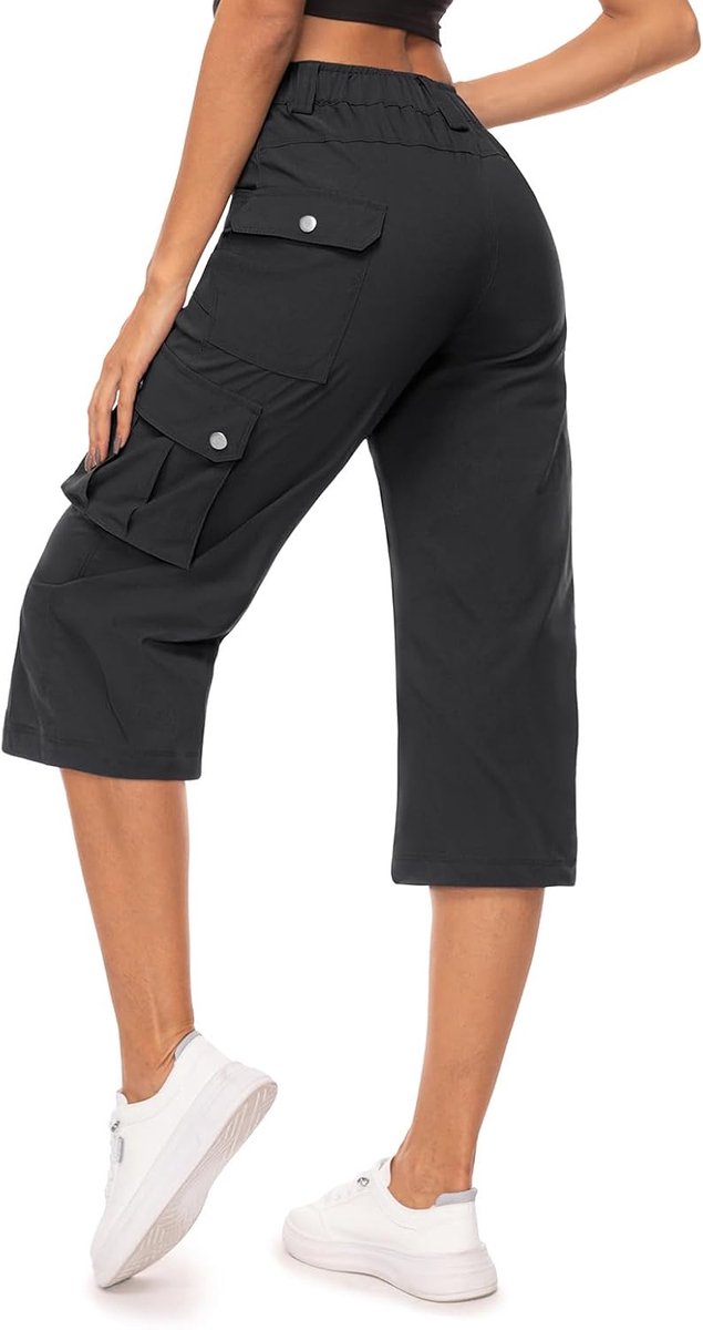 3/4 cargobroek voor dames, capribroek, wandelbroek, waterdicht, trekkingbroek, ademend, cargobroek, zomerbroek, stretch, outdoor, sport, reisbroek met 6 zakken