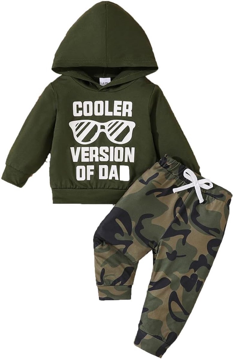 pasgeboren kind jongens lange mouwen letter print hoodie top + elastische taille broek 2-delige kledingset