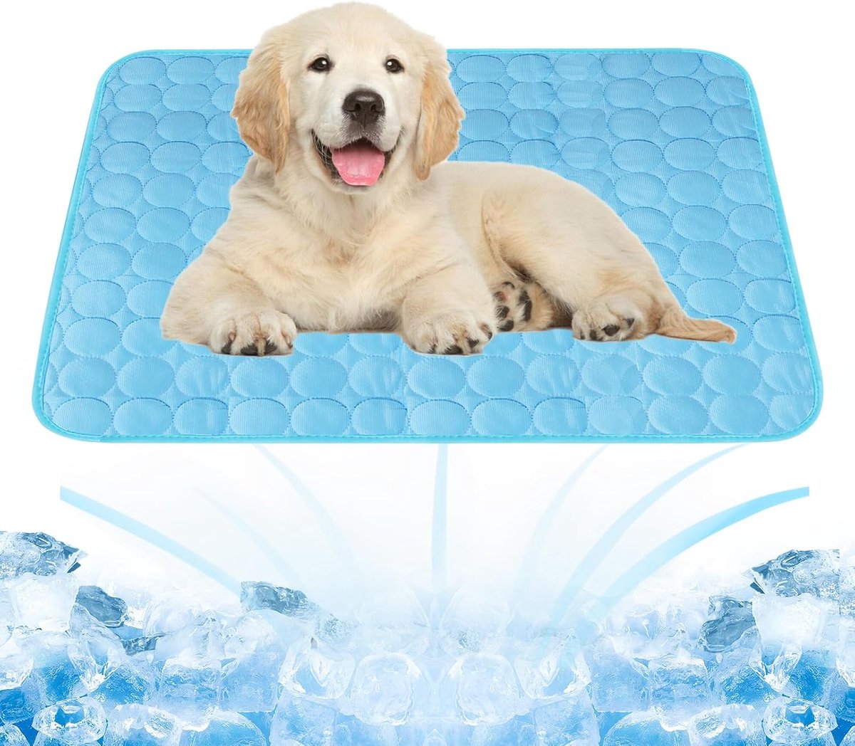 Koelmat voor honden, koeldeken voor honden en katten, zelfkoelende hondenmat met gel, koelmat voor thuis, onderweg of in de auto, maat 70 x 55 cm, blauw, L