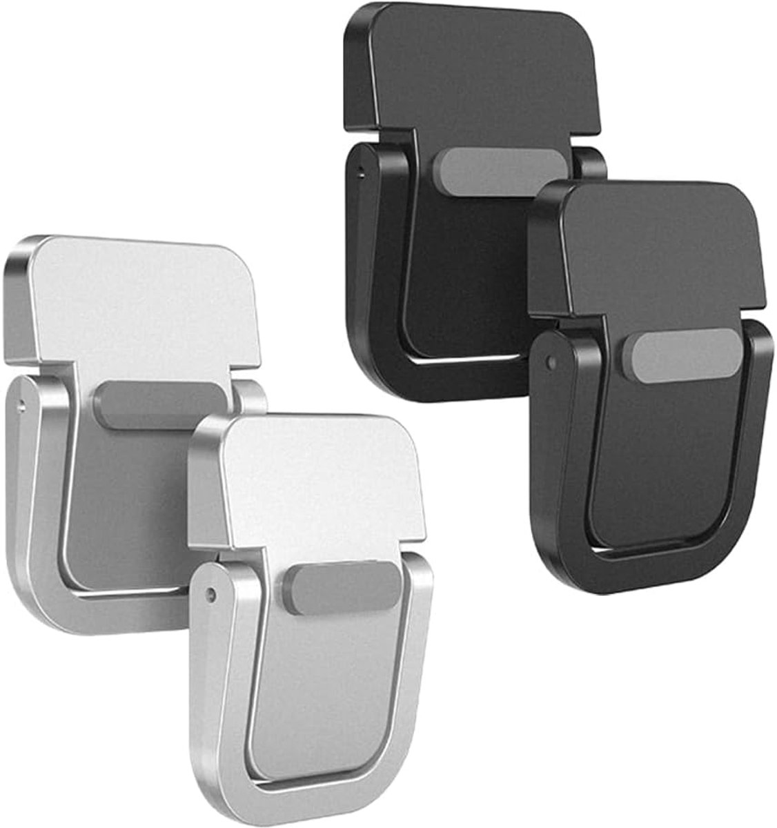 4 stuks laptopstandaard, mini-houder voor onzichtbare laptops met antislip siliconen voor het bureau-toetsenbord (zwart + zilver)