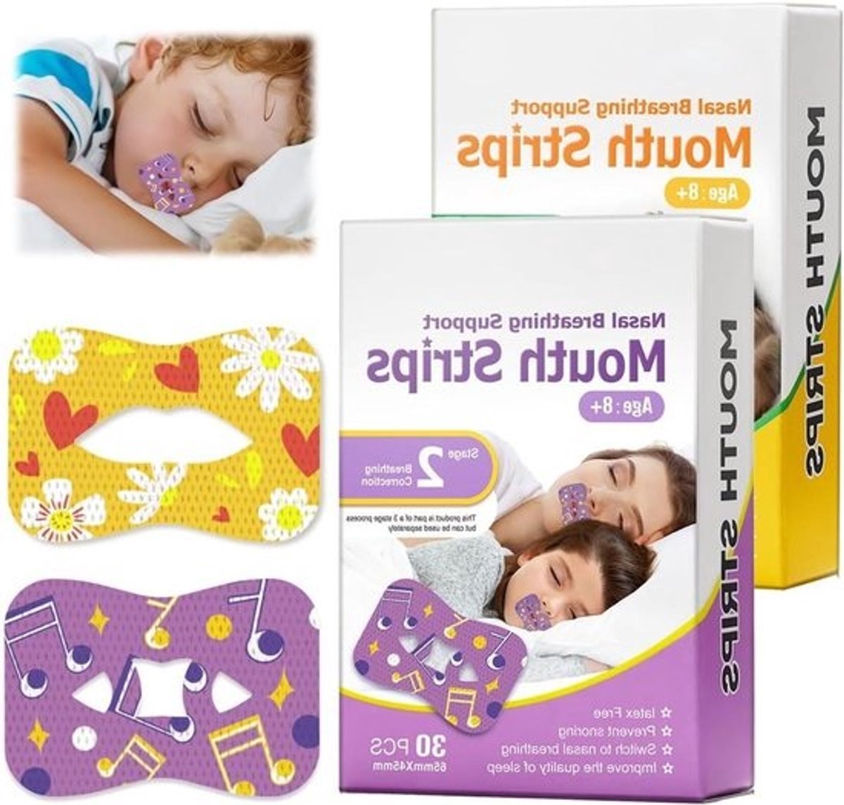 Mondbandjes Slaap - Kinband Mond - Verbeteren Slaap - Zachte Ademhaling - 60 stuks - Wit