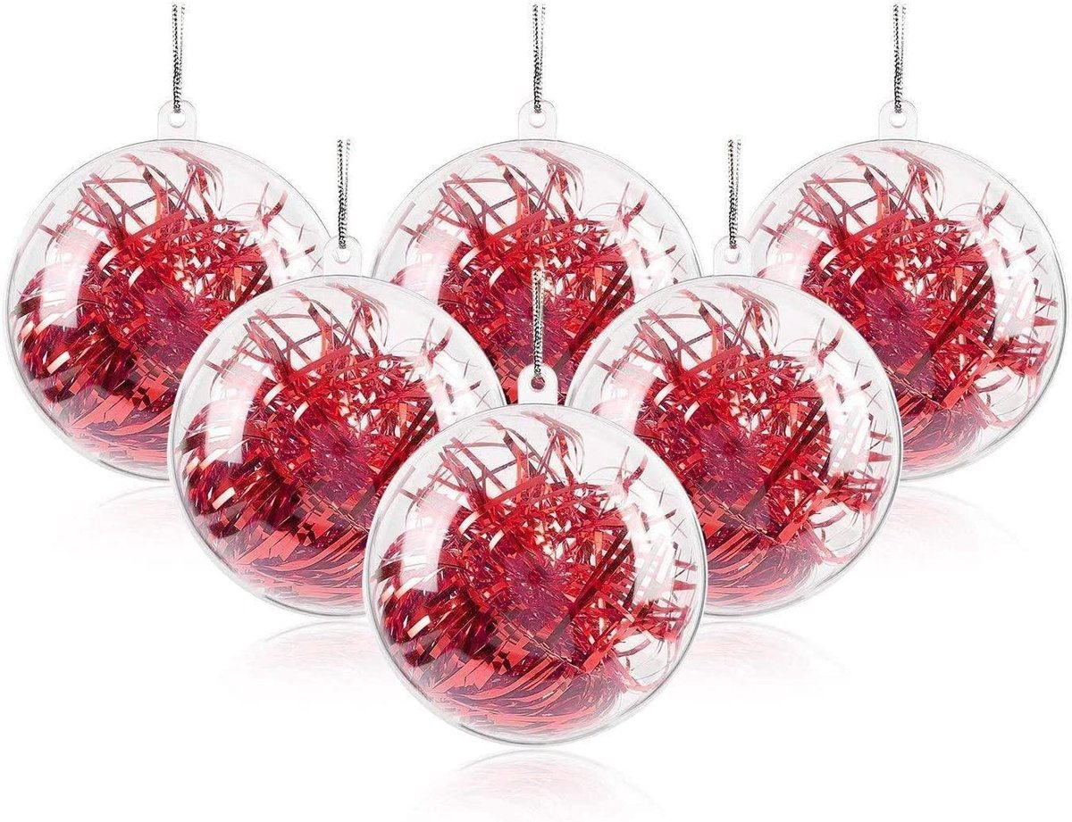 Kerstballen, doe-het-zelf vulbare ornamenten decoraties, transparante kerstballen geschenken voor binnen buiten festival feestdecoraties (80 mm)