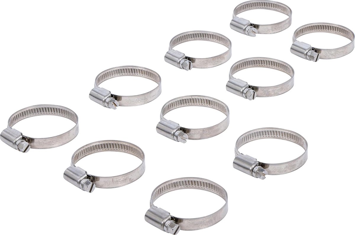 Slangklem 30 x 45 mm - RVS - 9 mm klembreedte - Geschikt voor slangen van 30 tot 45 mm - ShopVlot