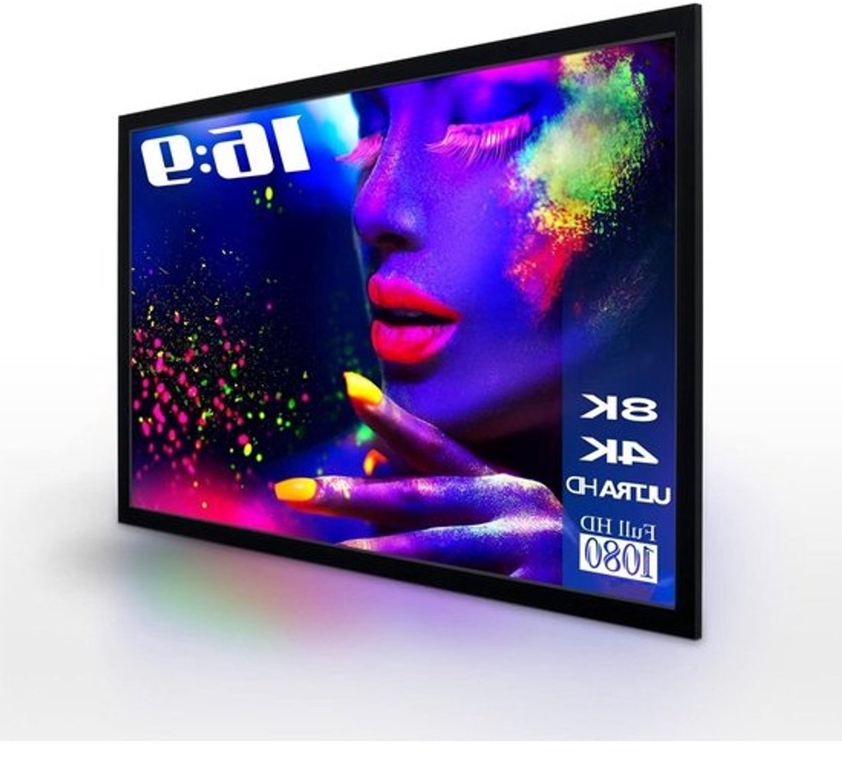 Projectiescherm - Beamerdoek Frame - Thuisbioscoop Creëren - Hoog Contrast Grijs - 160x90 cm - Zwart