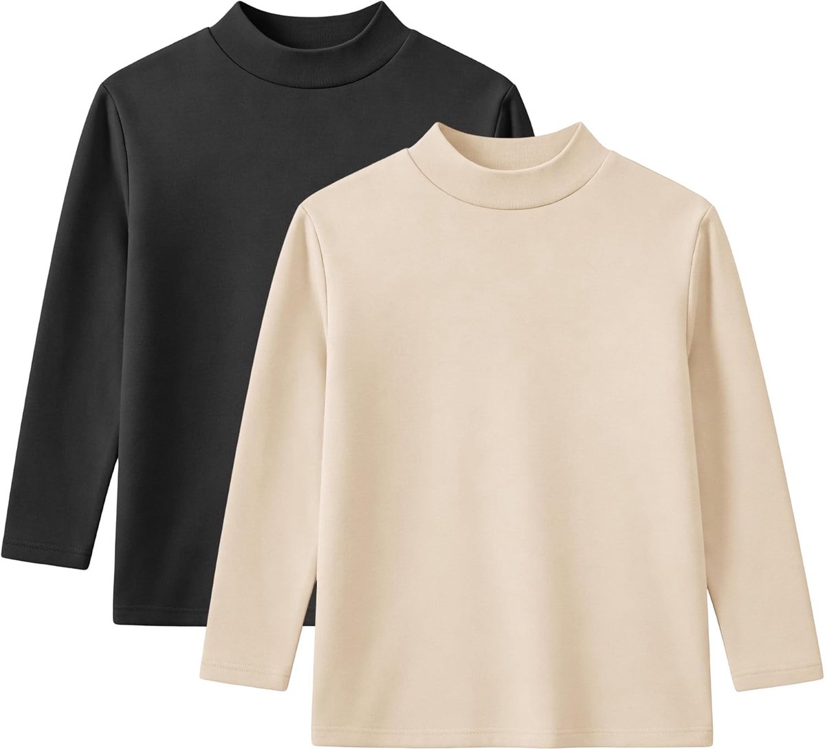 Thermische basics, fleece tops, rolkraag, rekbaar, voor kinderen, set van 2