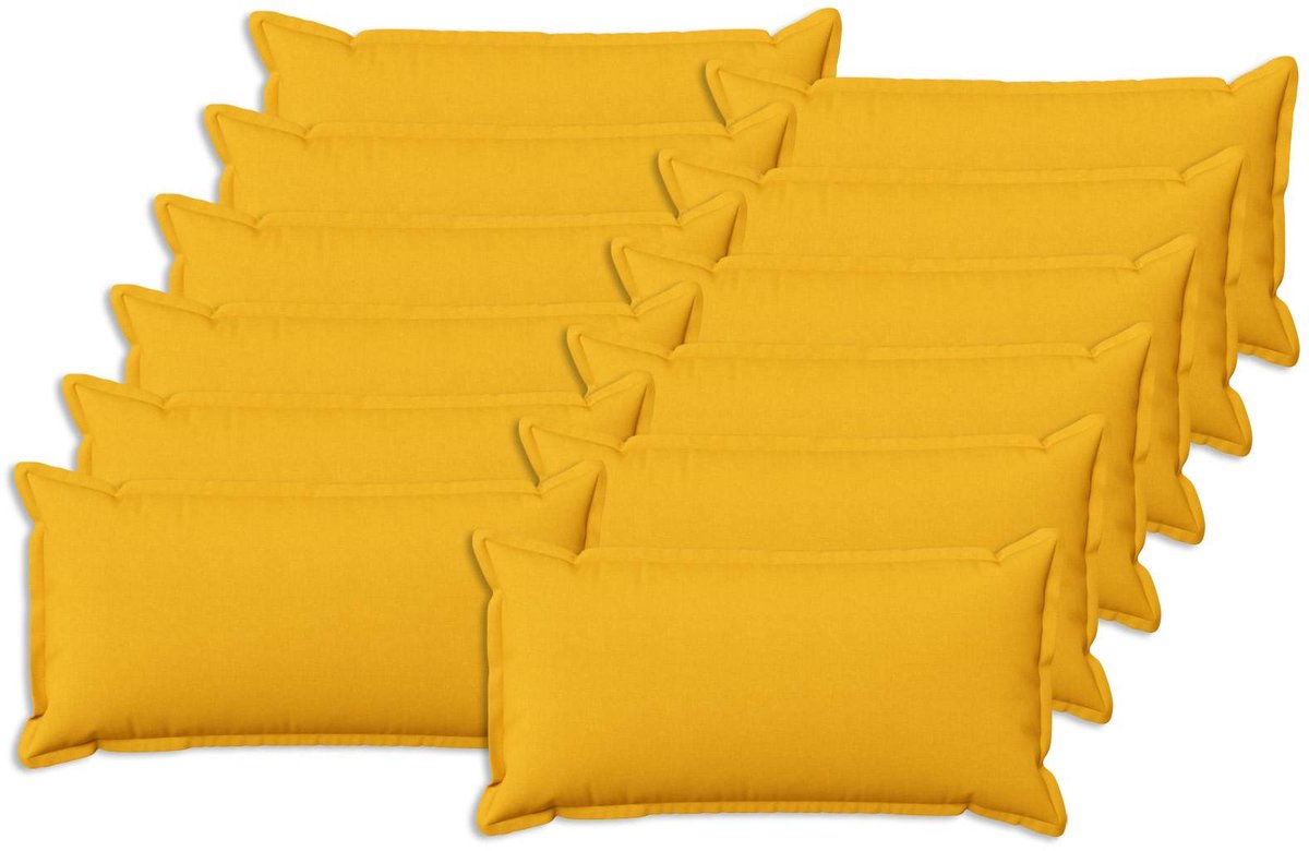 vidaXL Dekenkussen - 12 - st - HOUTEN - Licht - Geel - 40 - x - 80 - cm - Faux - Linnen Lichtgeel