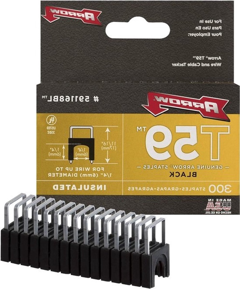 Geïsoleerde nietjes - Nietjes voor kabeltacker - Bedrading bevestigen - Speciaal voor T59 tacker - 6x6mm 300 stuks - Zwart