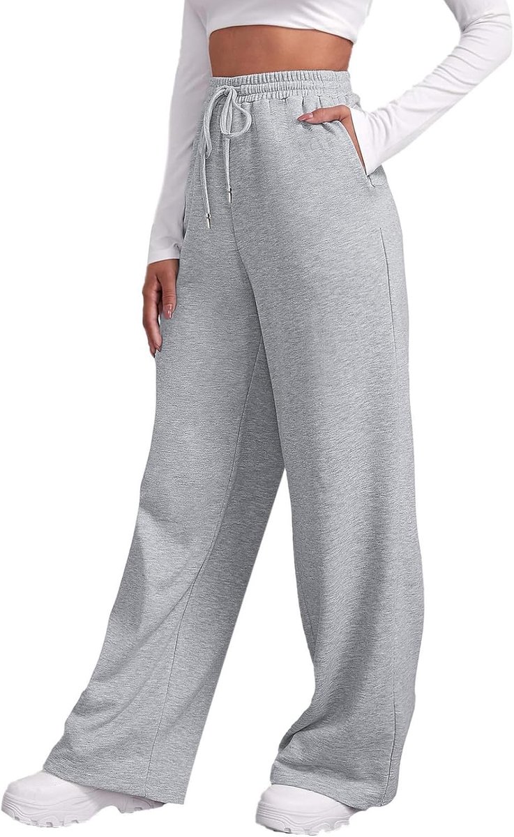 Broek Dames Zomer Brede Hoge Taille Vloeiend Vakantie Strand Chic Bohemian Losse Rechte Katoen Lichtgewicht met Zakken Mode A203