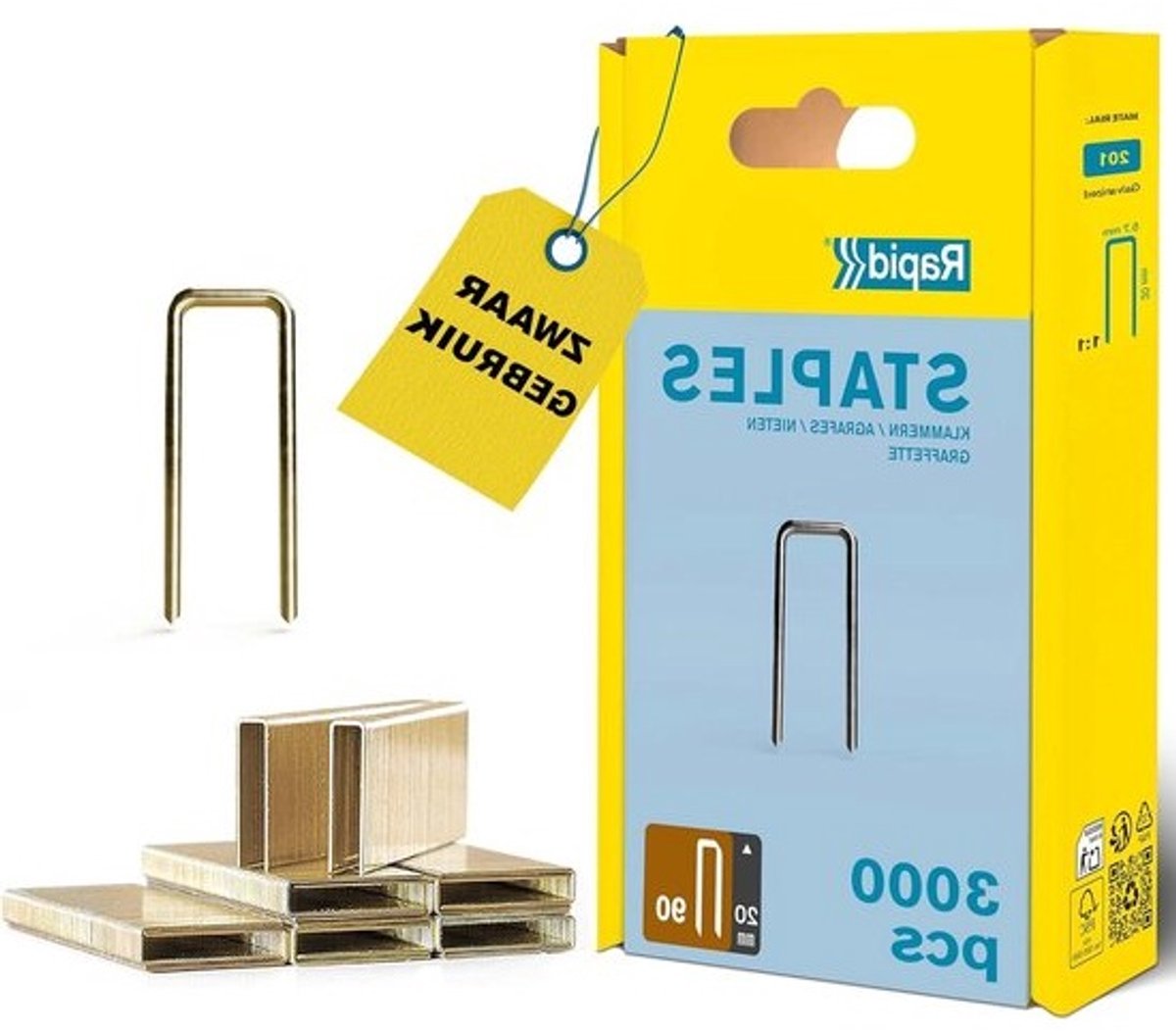 Smalrugnieten Type 90 - Nieten voor Tacker - Houtbewerking en Bevestigen - Hars Coating - 20 mm 3000 stuks - Metaal