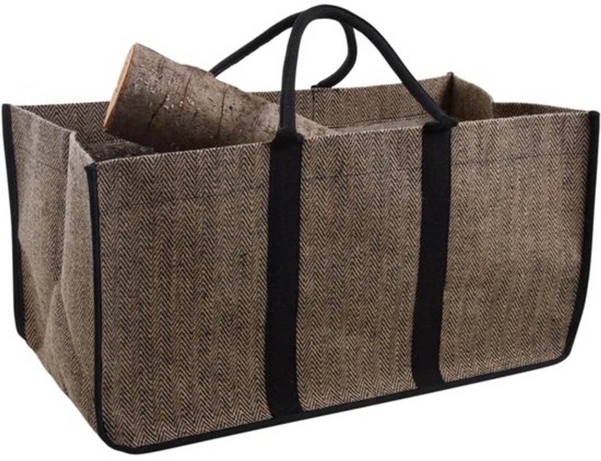 Duurzame Jute Houttas met Handvatten voor Open Haardhout