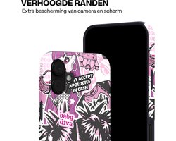 Casetastic hoesje geschikt voor Apple iPhone 16 Plus - MagSafe - Dubbellaagse bescherming - Roze Y2K Pop Teen Girly Cash Diva Collage - Fashion Case - Grijs Donkergrijs Wit Lichtroze