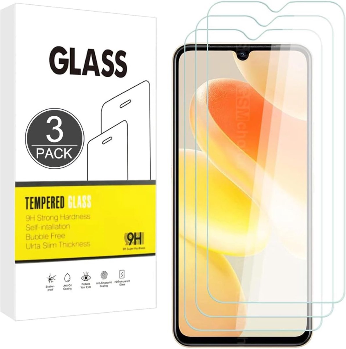 [3-pak] 9H gehard onbreekbaar glas compatibel met Vivo X80 Lite, [HD kristalhelder] 0,33 mm schermbeschermer voor Vivo X80 Lite