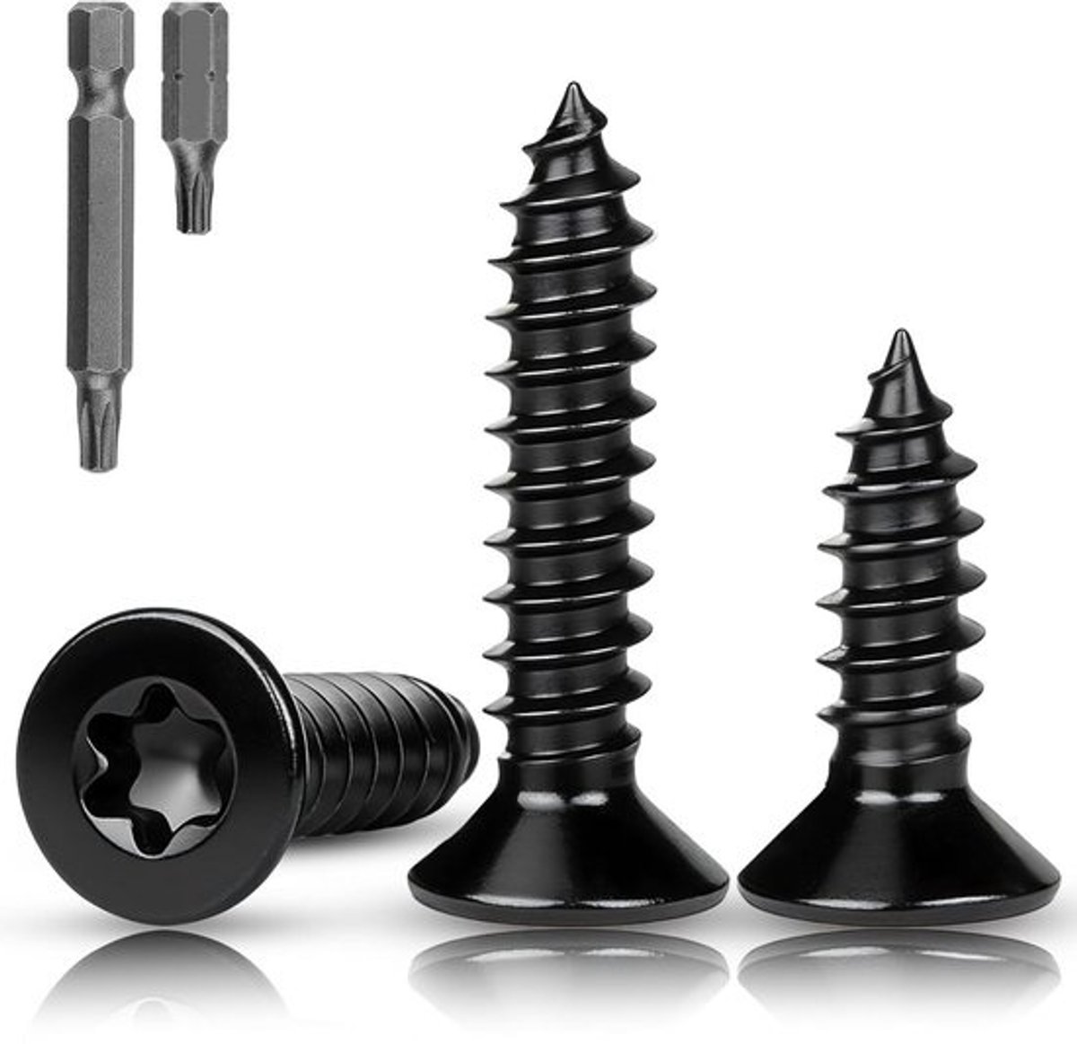 80 Stuks Torx Houtschroeven M4 x 30mm Zwart RVS 304 Platte Kop Volledig Draad