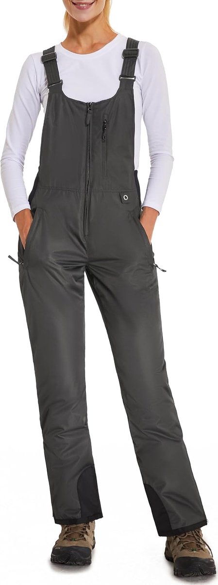 Winter Skibroek Snow Snowboard Geïsoleerde Winddichte Warme Softshell Broek met Verstelbare Band en Meerdere Zakken MSHXK7554W-Grey-XL