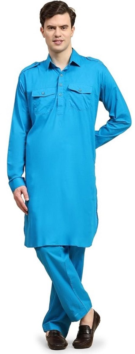Traditionele 2-Delige Heren Kurta Pyjama Set Katoen