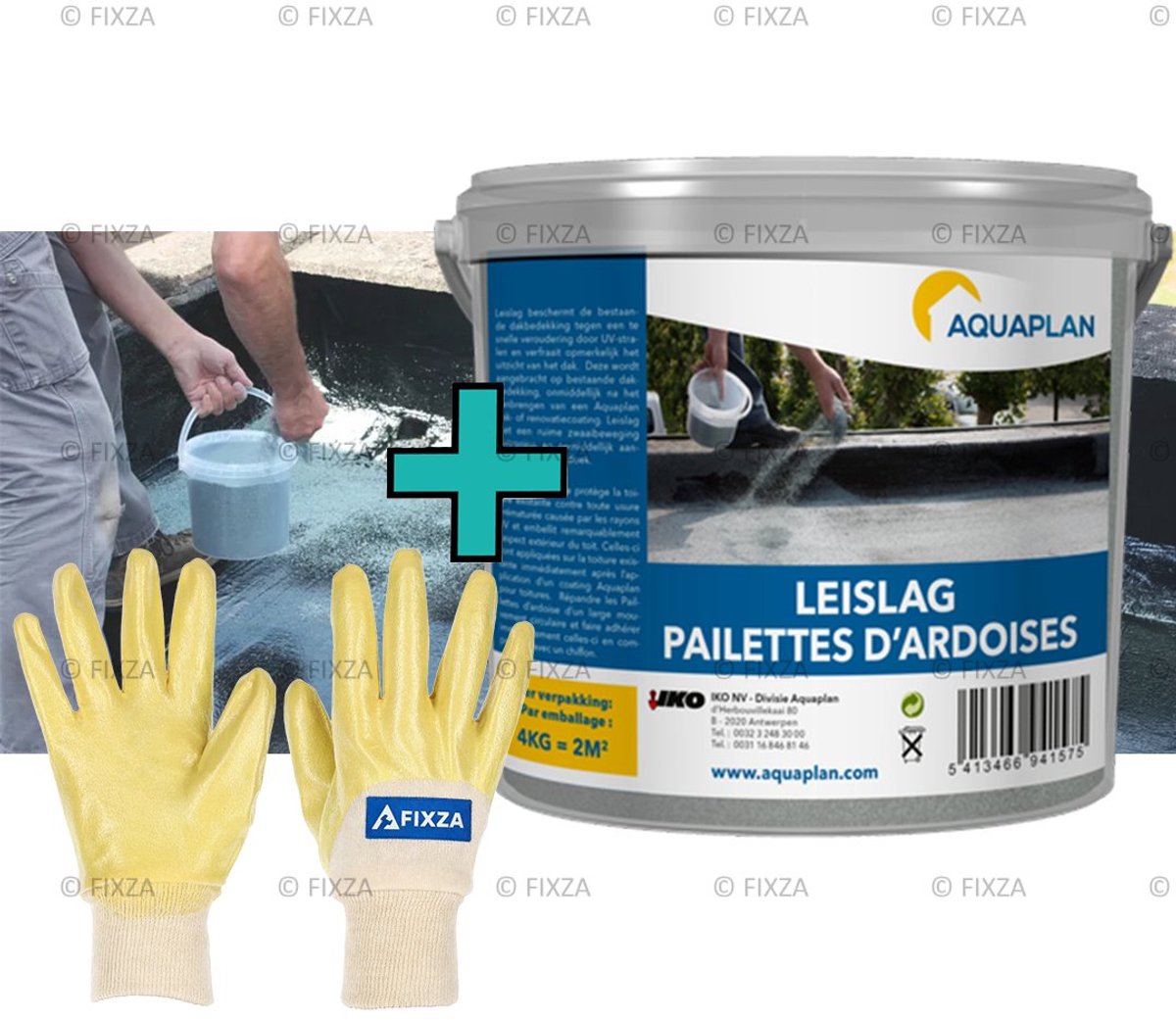 AQUAPLAN Leislag Grijsgroen – set – Beschermende Dakleislag tegen UV-stralen – Voor Nieuwe en Bestaande Dakbedekking – 8 m² – 16 kg