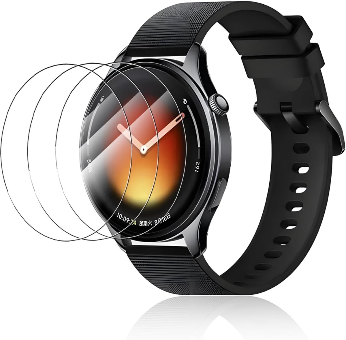 Beschermfolie voor yystao Watch 5 Smartwatch, 3 stuks, gehard glasfolie, displaybeschermfolie, hoge resolutie, krasbestendig, aanraakgevoelig, hardheid 9H