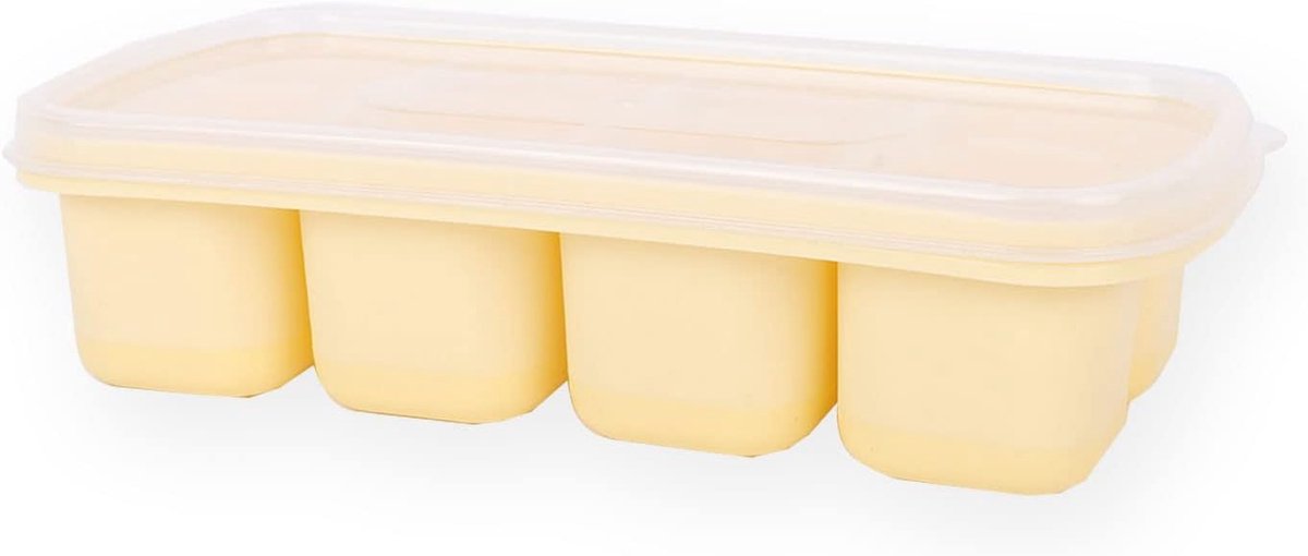 IJskubus Stackable Ice Cube Trays, 8 compartimenten Ice Cube Tray met deksel, siliconen Ice Cube Tray, stapelbare Ice Tray Gemakkelijk te verwijderen, voor cocktails, vriezers, dranken, whisky (citroengeel)
