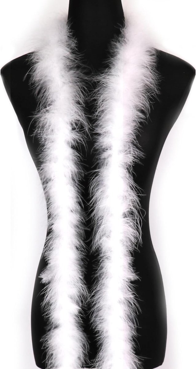2Pcs 2Yards 20G Wit Pluizige Marabou Veer Boa Voor Vrouwen Boa Diy Craft Naaien Trim Thuis Bruiloft Kerst Decoratie